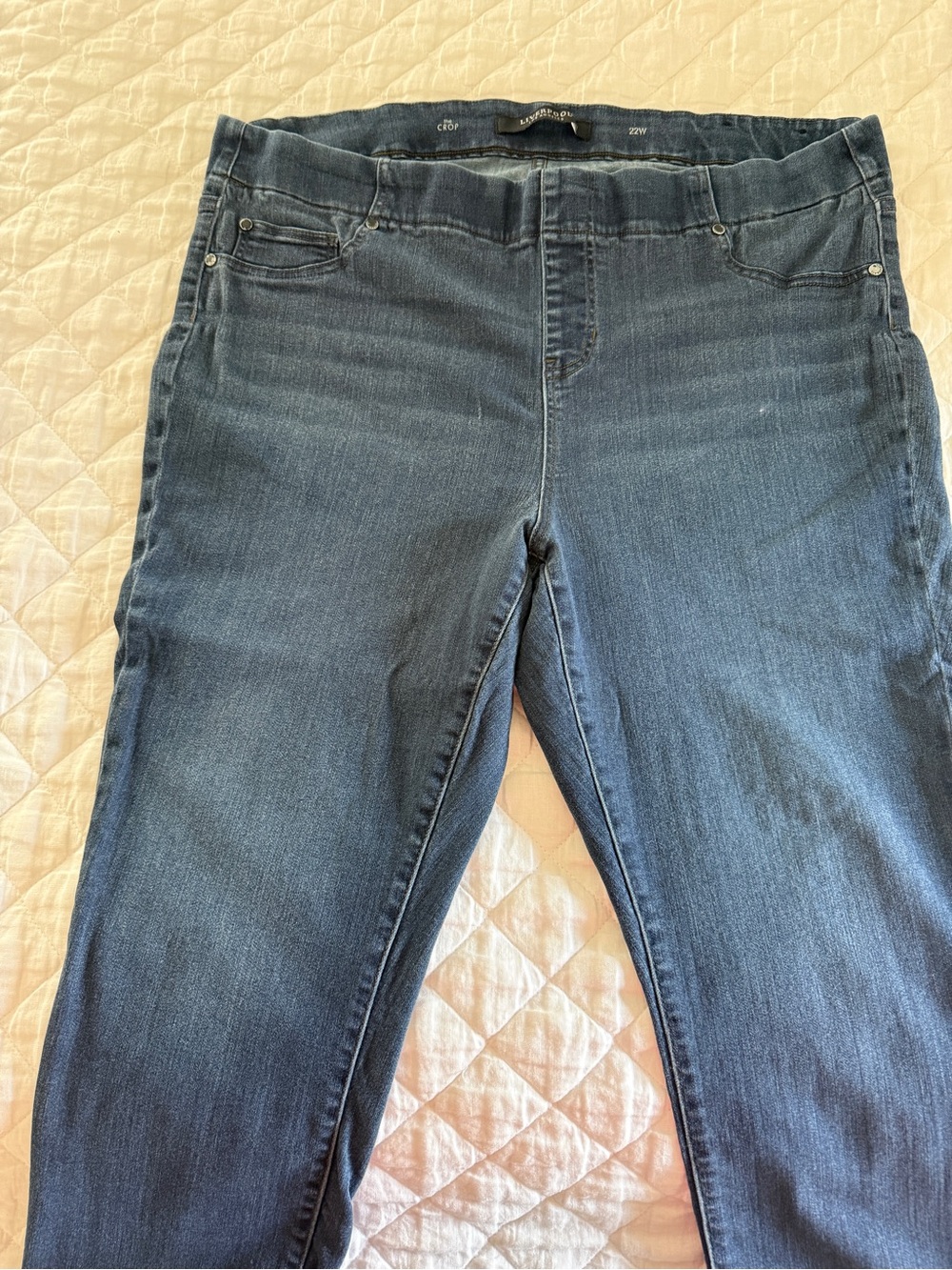 Liverpool Dark Blue Ankle Crop Stretch Jeans